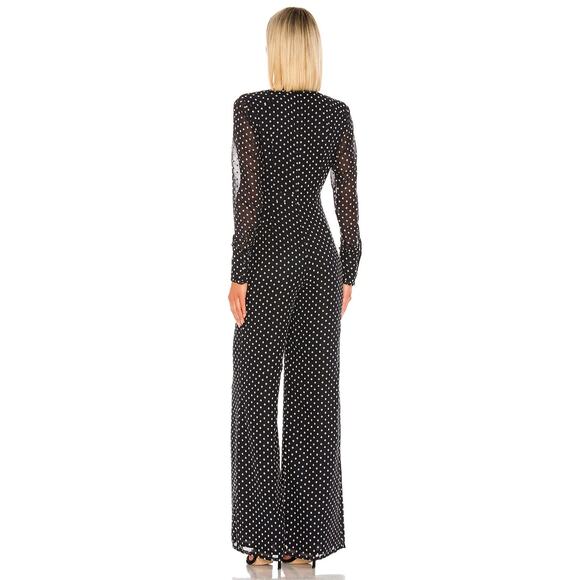 ALEXIS TANELLI BLACK EMBROIDERED DOT JUMPSUIT - Picture 4 of 9